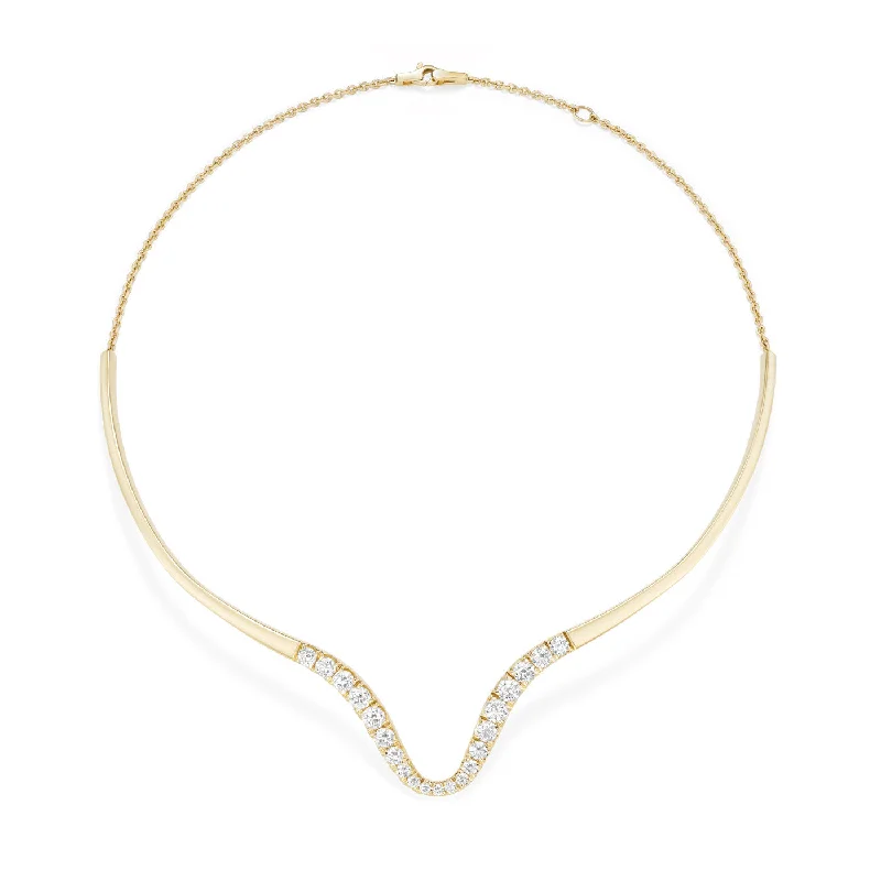 Luxury gemstone ladies necklaces-CLARA CURVED COLLAR (Partial Diamond)