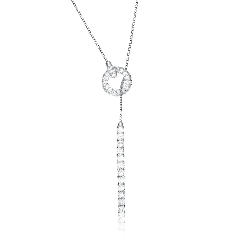 Silver ladies necklaces for casual wear-Sterling Silver Cubic Zirconia Modern Necklace