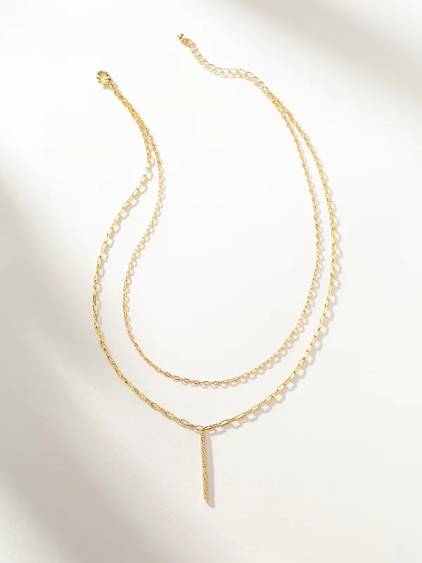 Simple ladies necklaces for everyday wear-Simple Double Chain Necklace