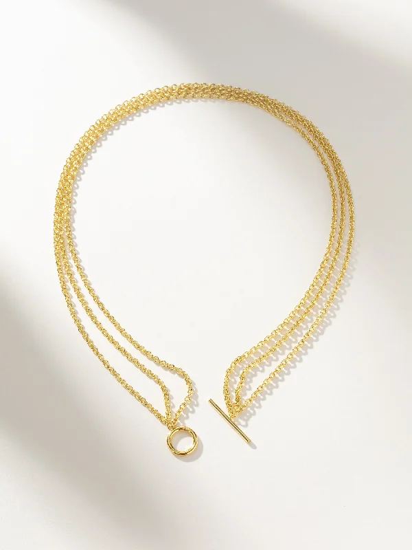 Trendy diamond ladies necklaces-Iconic Triple Chains Necklace