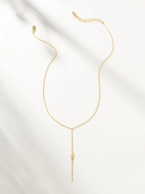 Luxury ladies necklaces with gemstones-Fish Bone Lariat Necklace