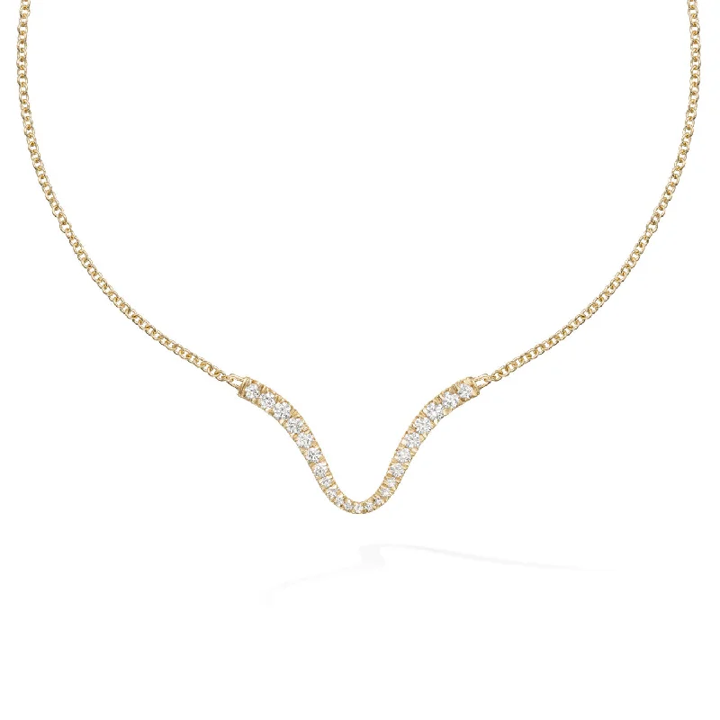 Ladies necklaces with diamonds and pearls-CLARA CURVED PENDANT