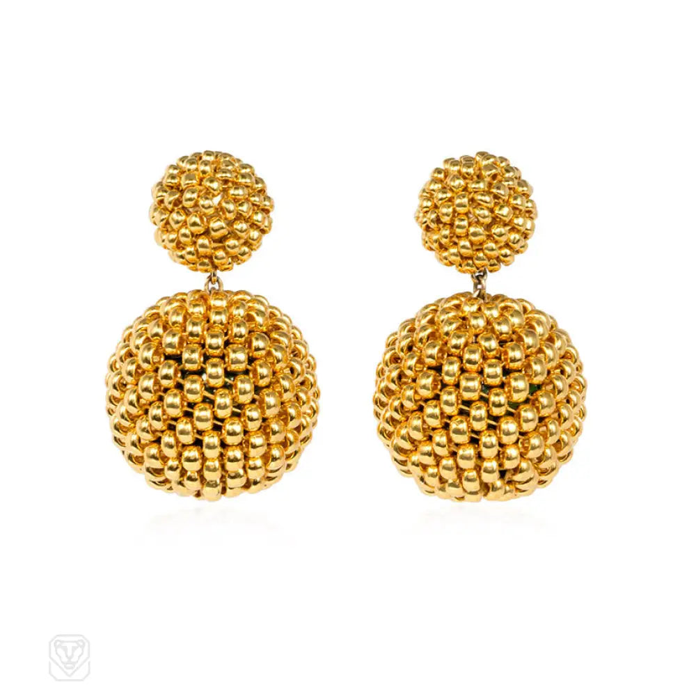 Affordable ladies earrings with diamonds-Electroplated glass beaded double ball earrings