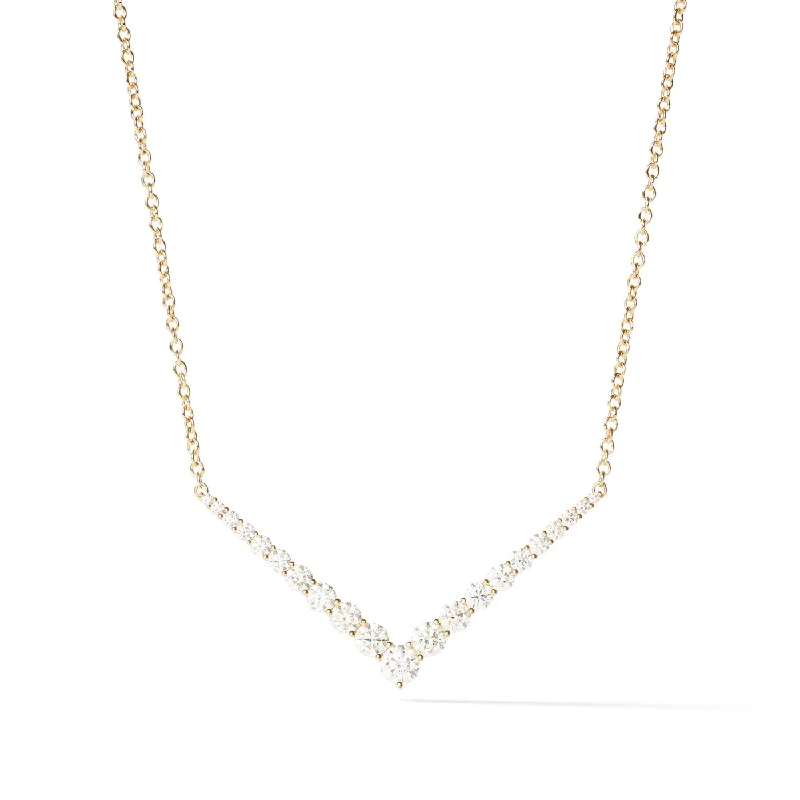 Gold ladies necklaces with diamonds-ARIA V NECKLACE