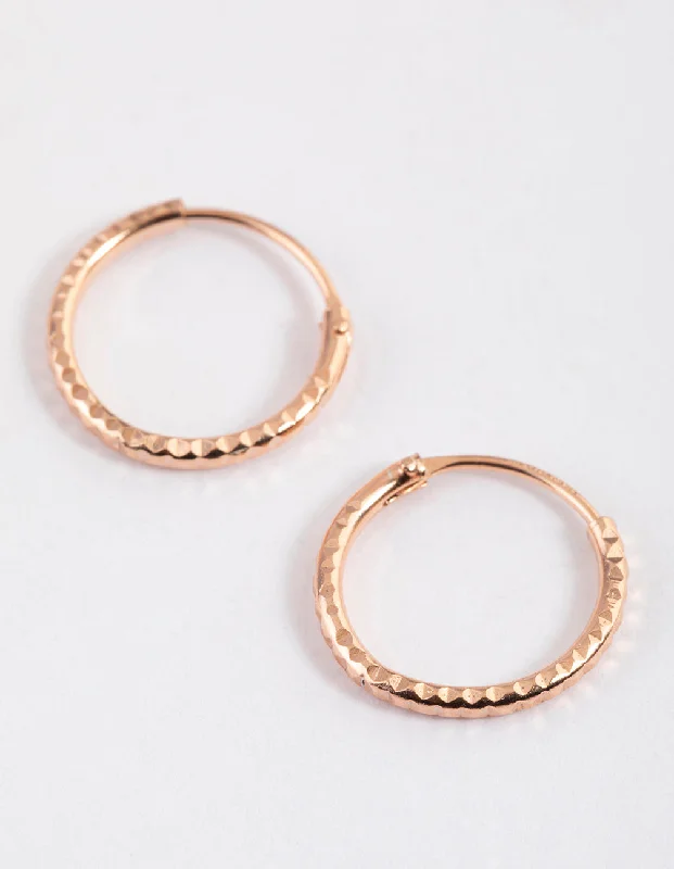 Large gemstone drop earrings-Rose Gold Plated Sterling Silver Diagonal Hoop Earrings 12mm