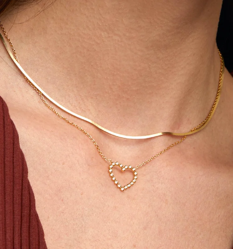 Modern ladies necklaces for casual wear-Skinny Herringbone Chain Necklace