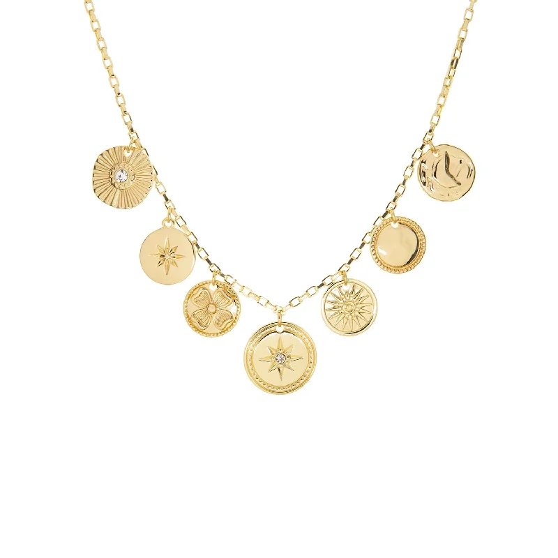 Unique ladies necklaces for daily wear-multi-coin charm necklace