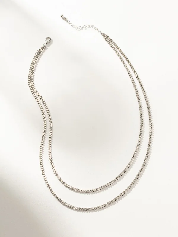 Precious stone ladies necklaces for gifts-Double Curb Chain Necklace