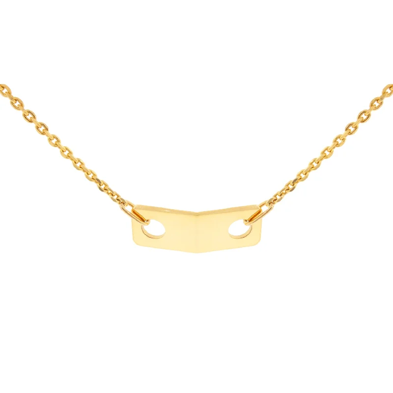 Trendy ladies necklaces for summer-Gold Large Link ID Plate Choker Necklace