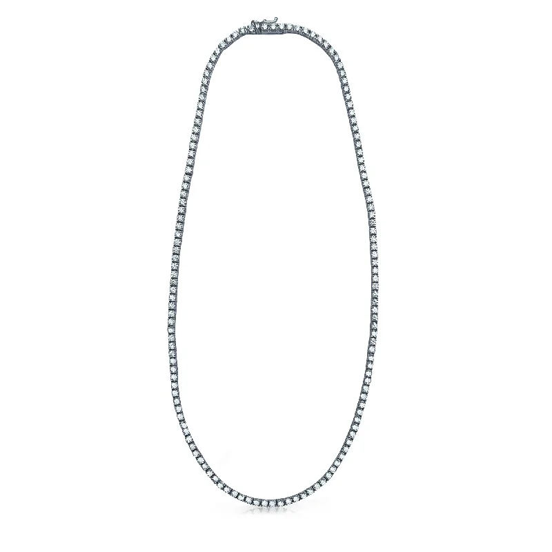 Long ladies necklaces with stones-16" Round Diamond Tennis Necklace