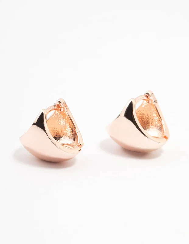 Dangle ladies earrings for parties-Rose Gold Plated Round Bottom Triangle Hoop Earrings