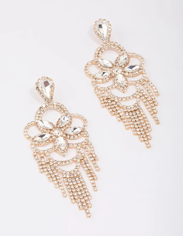 Luxury ladies earrings with emeralds-Gold Moon Statement Glamorous Drop Earrings