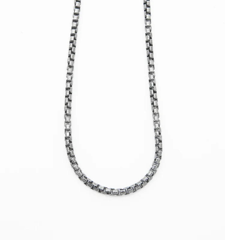 Large pendant ladies necklaces-Box Chain Necklace in Black Rhodium