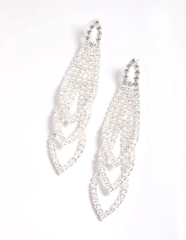 Trendy tassel ladies earrings-Cubic Zirconia Graduated Loop Cupchain Earrings