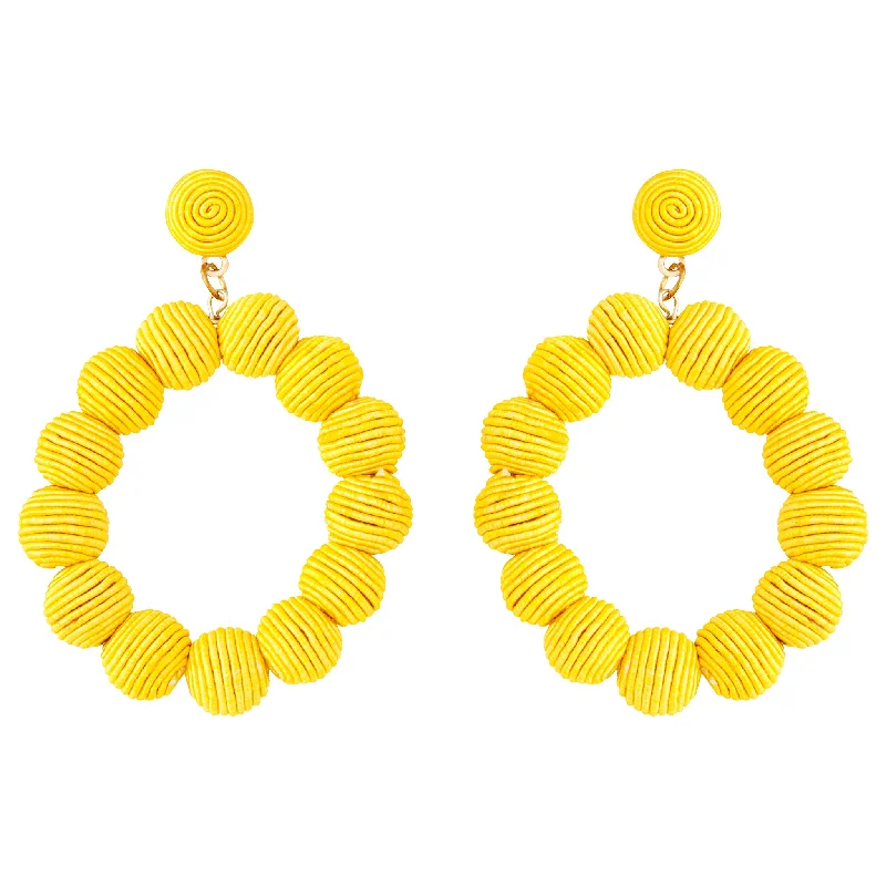 Dazzling diamond ladies earrings-Yellow Cord Wrap Hoop Earrings