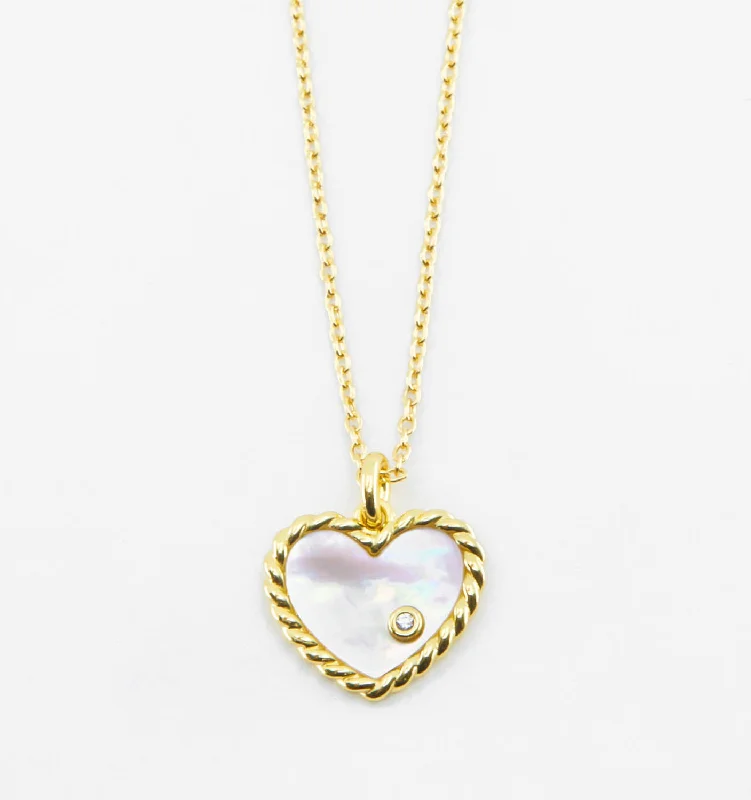 Heart-shaped ladies necklaces for love-MOP Heart Necklace