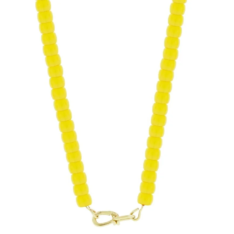 Custom sterling silver ladies necklaces-Gold Wire Clasp on Yellow Glass Bead Necklace