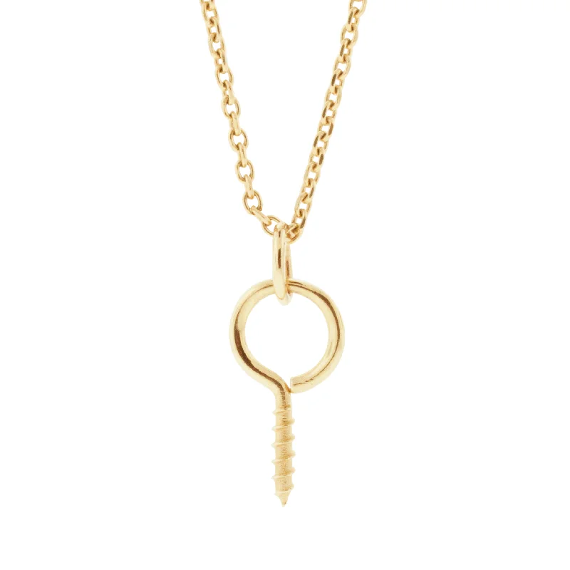 Ladies necklaces for evening gowns-Small Gold Hook Eye Screw Pendant Necklace