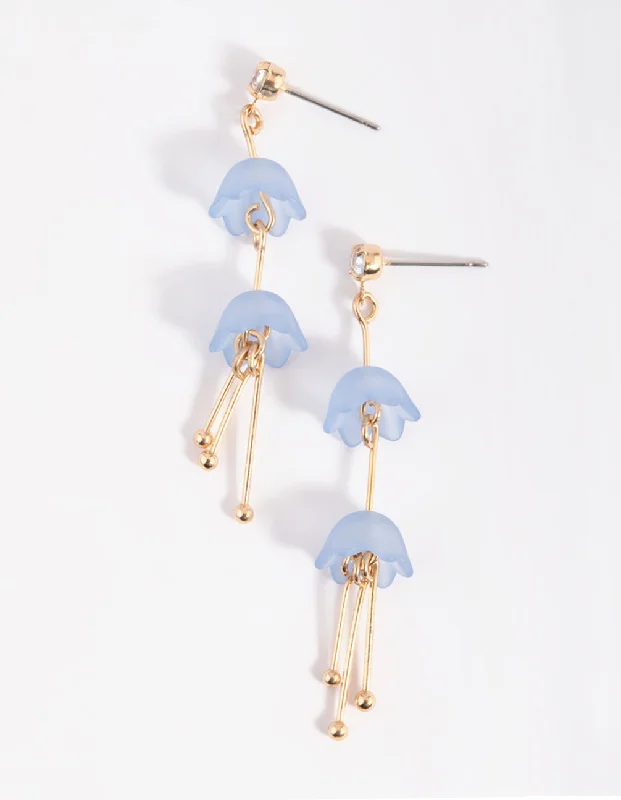 Small ladies earrings for casual wear-Blue Lillypad Drop Earrings