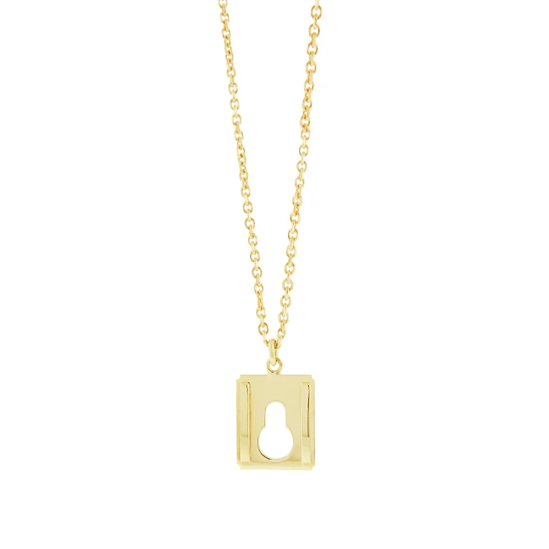 Ladies necklaces with diamonds and pearls-Gold Lock Pendant Necklace