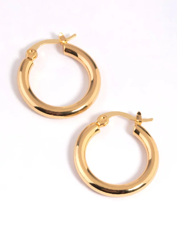 Colorful drop ladies earrings-Gold Plated Thin Hoop Earrings