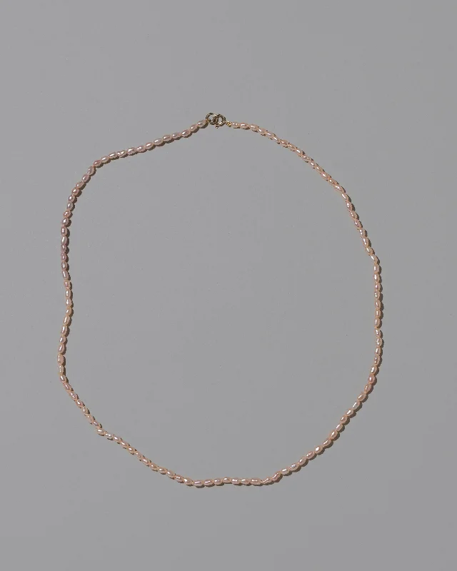 Yellow gold ladies necklaces with diamonds-Pink Peony Oval Seed Pearl Necklace