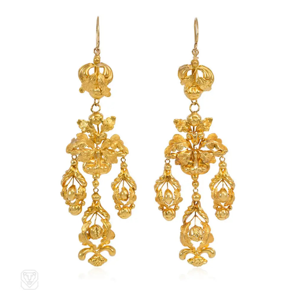 Handcrafted diamond ladies earrings-Georgian girandole earrings, France