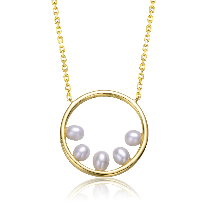 Classic gold ladies necklaces-Brigitte Golden Circle Four Pearl Necklace