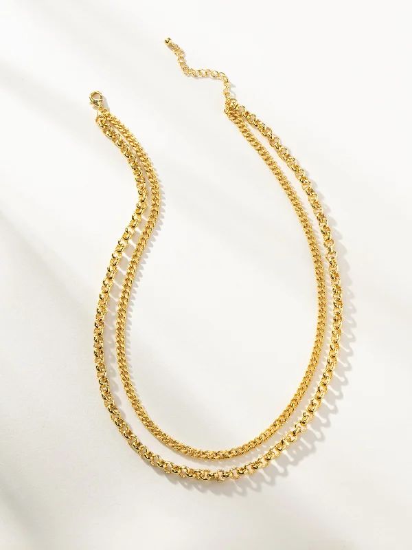 Elegant ladies necklaces for evening wear-Double Up Chain Necklace