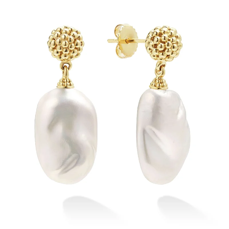 Custom ladies earrings with names-Luna Baroque Pearl Drop Earrings