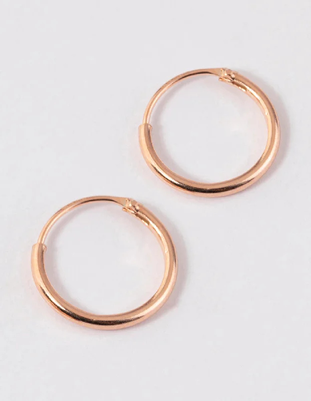 Handcrafted gold ladies earrings-Rose Gold Plated Sterling Silver Hoop Earrings 10mm