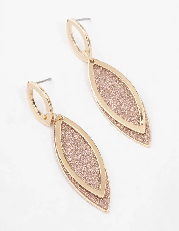 Luxury diamond earrings for women-Brown Glitter Paper Leaf Drop Earrings