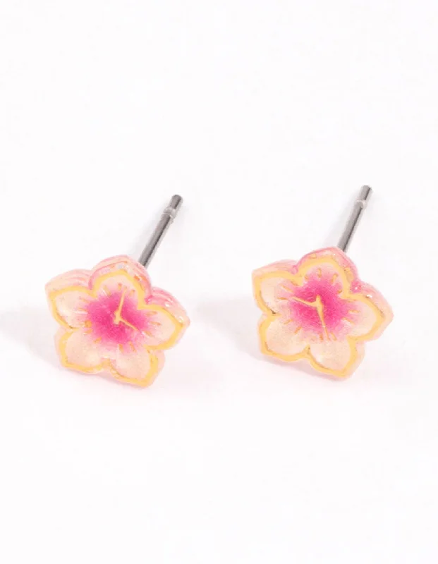 High-end ladies earrings with gemstones-Gold Mini Frangipani Stud Earrings