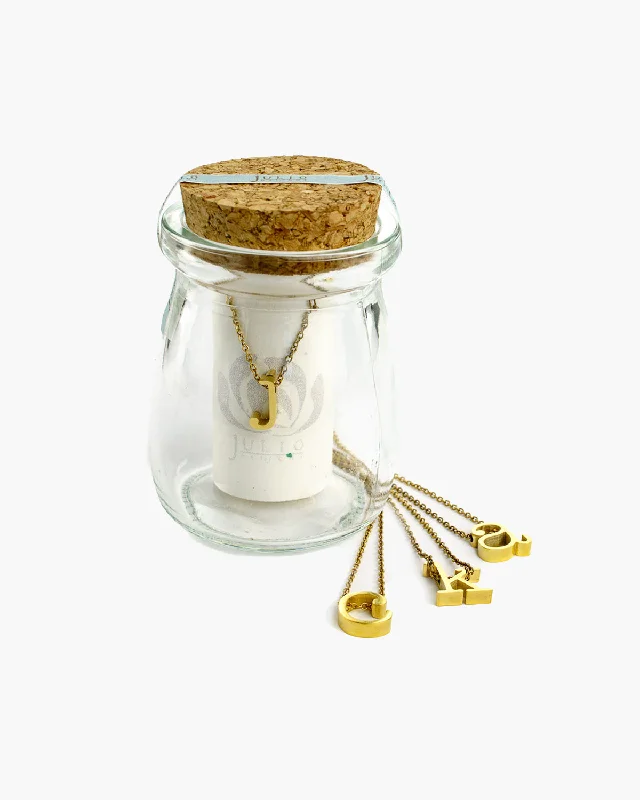 Sparkling ladies necklaces with diamonds-Spice Gold initial Necklace in a Jar