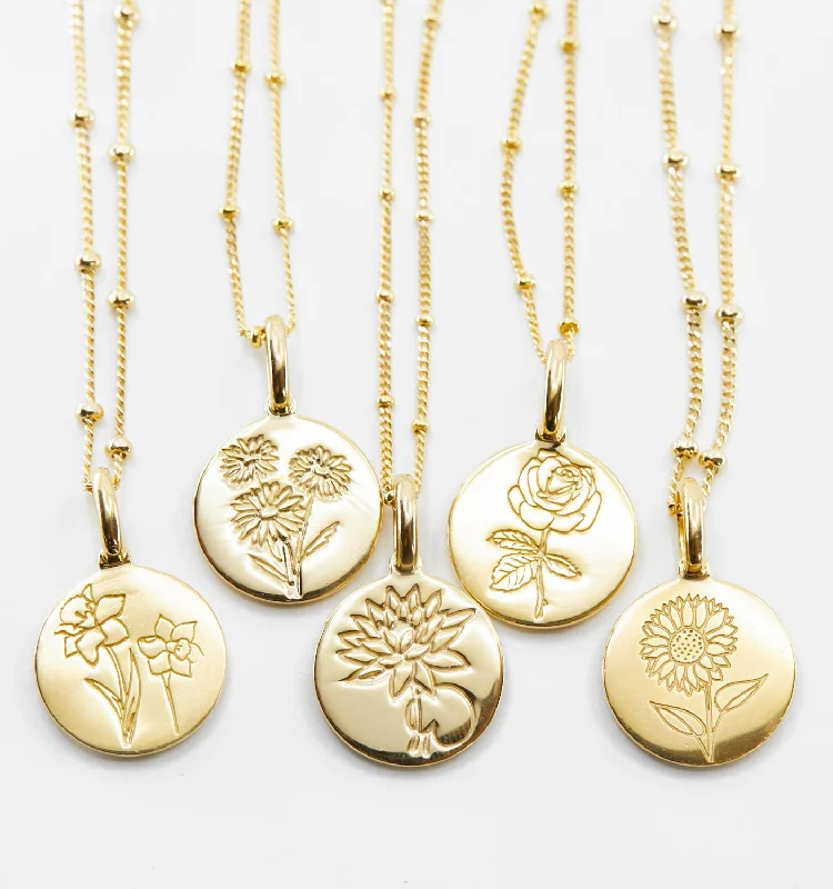 Affordable ladies necklaces for women-Birth Flower Necklaces