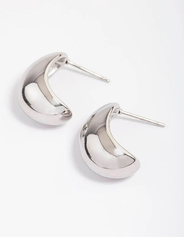 Unique design ladies earrings-Waterproof Stainless Steel Small Bubble Hoop Earrings