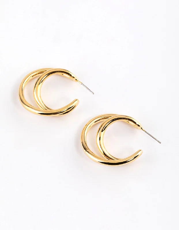 Classic pearl ladies earrings-Gold Plated Medium Twisted Hoop Earrings