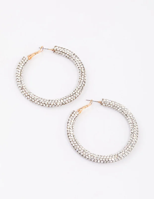 Elegant drop earrings for women-Gold Crust Hoop Earrings 40mm