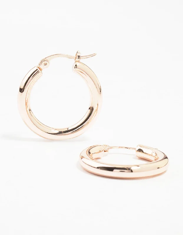 Classic pearl earrings for women-Rose Gold Plated Thin Hoop Earrings