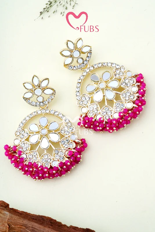 Small ladies earrings for casual wear-Fancy Party Wear Stone Studded Danglers Earrings