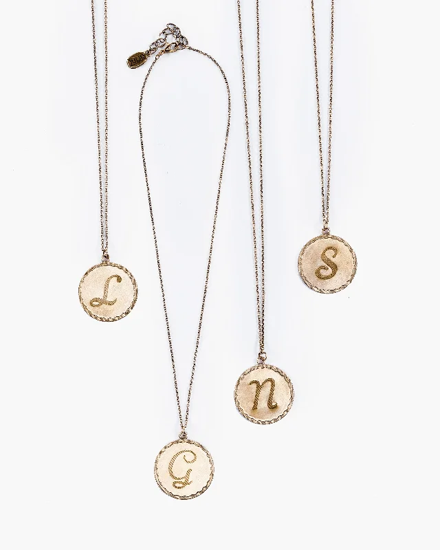 Simple ladies necklaces for everyday wear-Nestle Initial Monogram Pendant Necklace