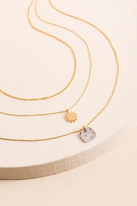 Luxurious ladies necklaces with sapphires-Layered Sun Necklace