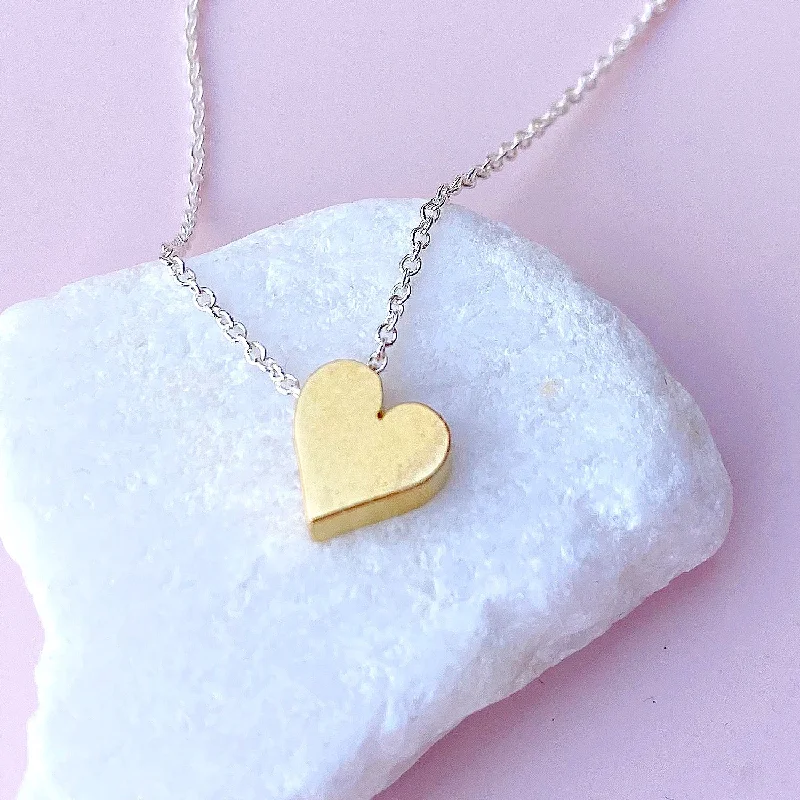 Affordable ladies necklaces with pendants-Tiny Mighty Heart of Gold Necklace