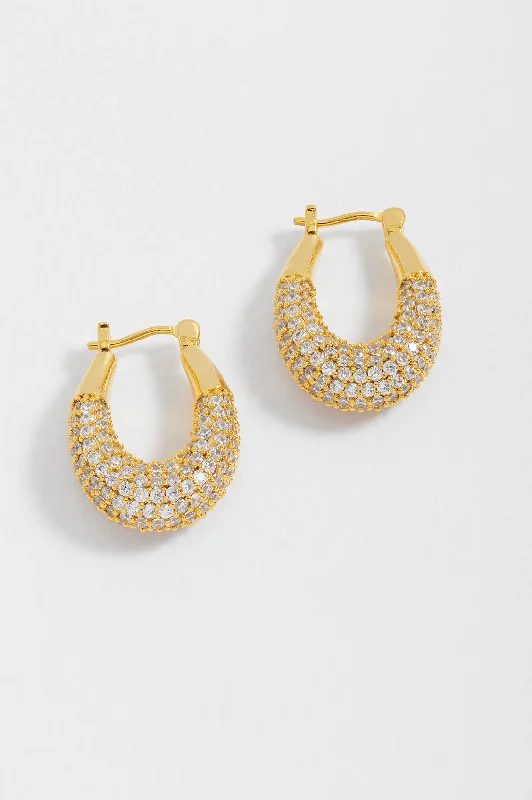 Simple hoop earrings for casual wear-CZ Chubby Oval Hoops