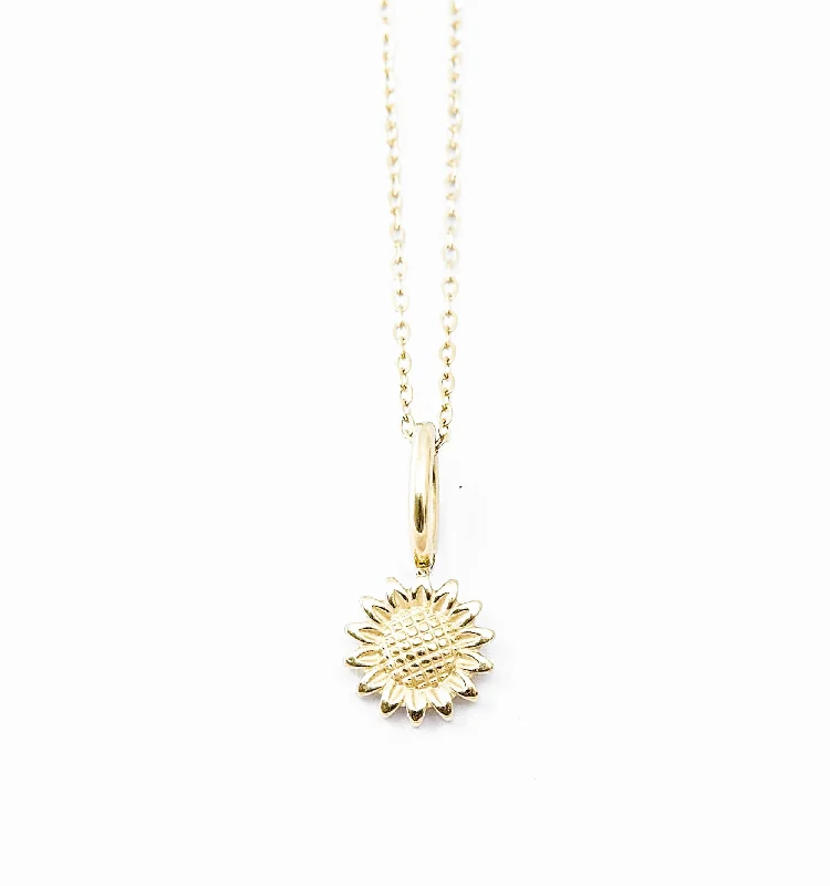 Luxury diamond ladies necklaces-Dainty Sunflower Necklace