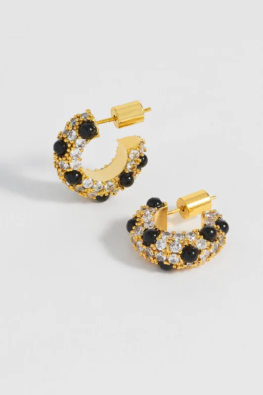 Simple hoop earrings for casual wear-Embellished Gemstone and CZ Hoops