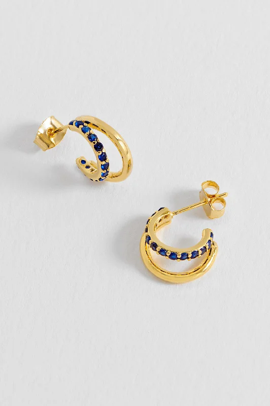 Elegant diamond ladies earrings-Pave Curl Hoops