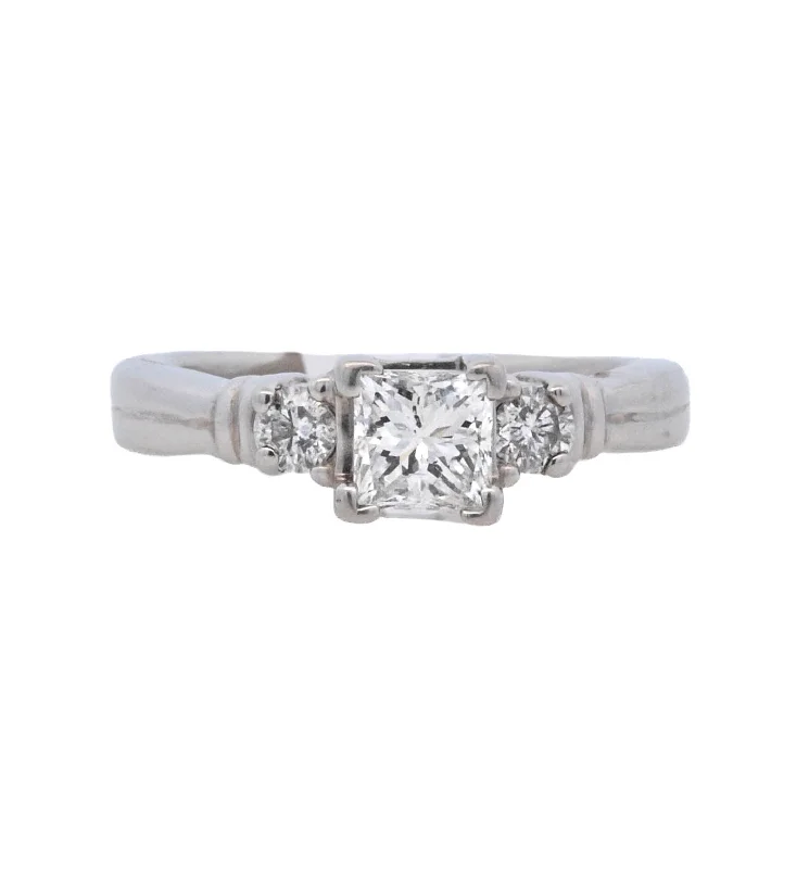 Simple engagement rings with solitaire stones-Platinum Princess Diamond 1.25Ct 3 Stone Engagement Ring