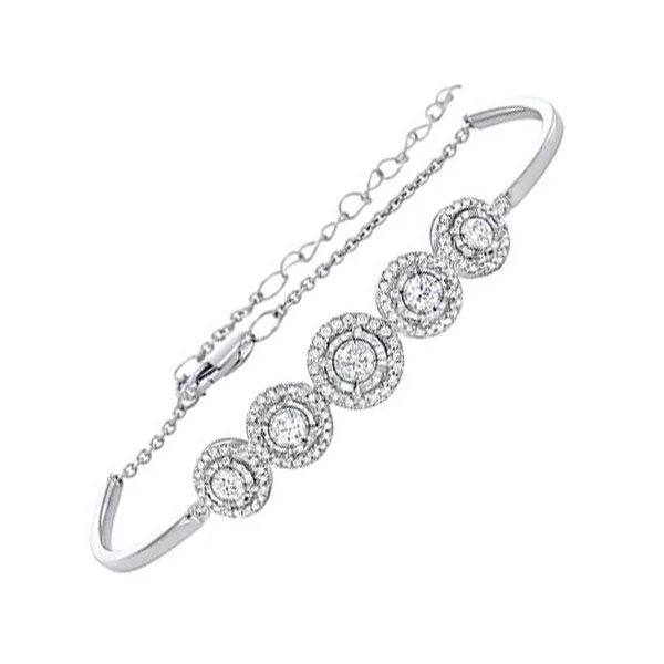 Designer ladies bracelets with diamonds-14KT WHITE GOLD DIAMOND (1CTW) BANGLE