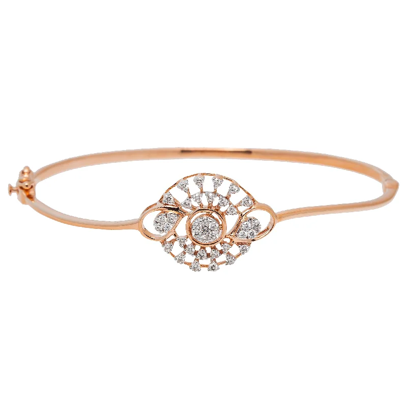 Classic gold bracelets for women-18K Rose Gold & 0.43ct Diamond Bangle (7.7gm)